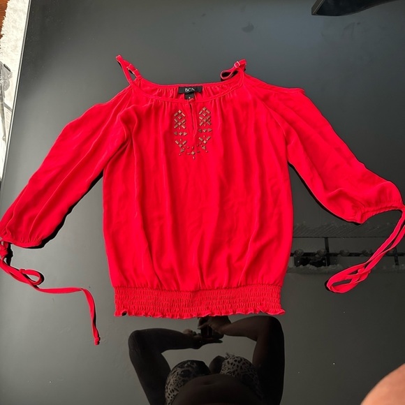 BCX Tops - BCX Scarlet Blouse with Geometric Accents